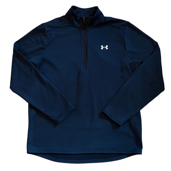 Under Armour Sweatshirt Mens Large Blue Loose 1/4 Zip Fleece Lined Performance - Picture 1 of 10